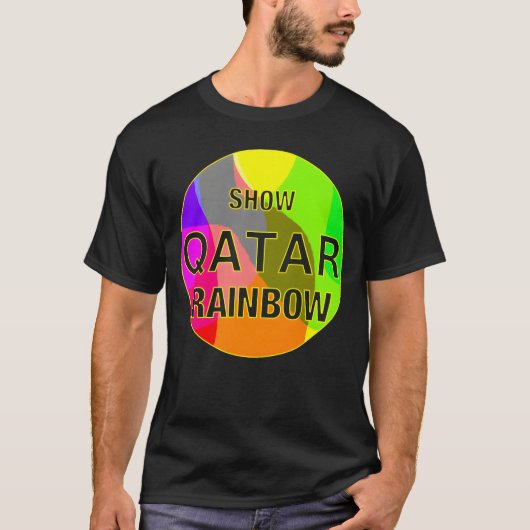 Zeige Katar Regenbogen Retro T-Shirt (Vorderseite)