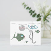 "Zeige Zeit" Funny Fish Postcard Postkarte (Stehend Vorderseite)