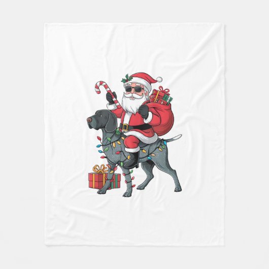 Zeigehund Lover Funny Santa Riding Zeigehund Fleecedecke (Vorderseite)