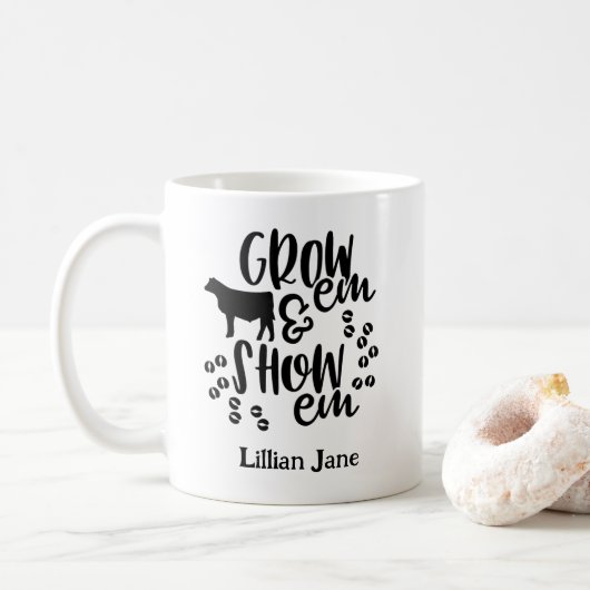 Zeigen Färse Benutzerdefinierter Name Kaffeetasse (Mit Donut)