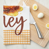 Zeigen Sie mir den Honigwabengelben Gingham Geschirrtuch (Viertel Falte)