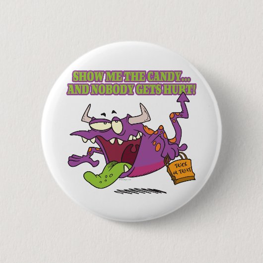zeigen Sie mir den süßen Halloween-Monstertoon Button (Vorderseite)