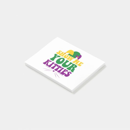 Zeigen Sie mir Ihre Kittiens Funny Mardi Gras Cat Post-it Klebezettel (angewinkelt)
