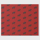 Zeigen Sie Pferd und Reiter mit rotem Hintergrund Geschenkpapier (Flach)