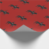 Zeigen Sie Pferd und Reiter mit rotem Hintergrund Geschenkpapier (Ecke)