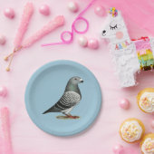 Zeigen Sie Racer blaue Schachbrett-Taube Pappteller (Party)