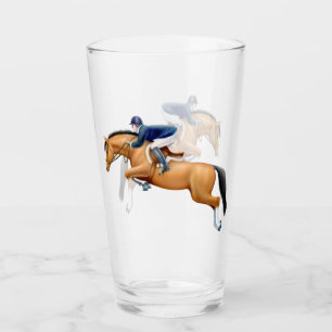 Zeigen Sie springendem Pferd Reiterglastrommel Glas