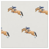 Zeigen Sie springendes Pferdereiter-Gewebe Stoff (Nahaufnahme)