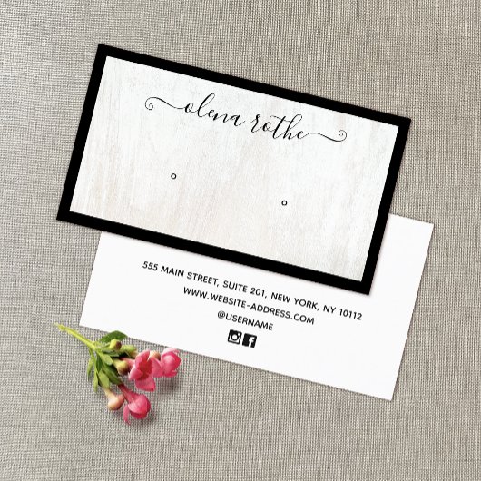 Zeiger mit weißem Holz und schwarzer Grenze Telefonnummerkarte