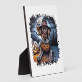 Zeigerhund Halloween Quadrat Fotoplatte (Seite)