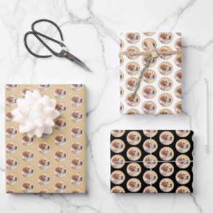 Zeigermalerei - Niedliche Originalkunst des Hundes Geschenkpapier Set
