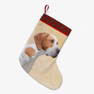 Zeigermalerei - Niedliche Originalkunst des Hundes Kleiner Weihnachtsstrumpf