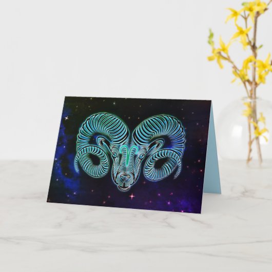 zeigt die Widder-Zodiakkarte an Karte (Gelbe Blume)