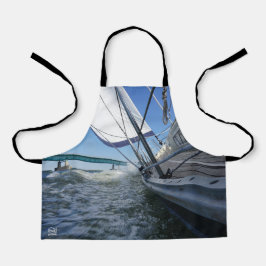 Zeilboot met koers op brug. schürze