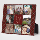 Zeile 8 Foto Collage Monogramm Name rot kariert Fotoplatte (Seite)