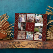 Zeile 8 Foto Collage Monogramm Name rot kariert Fotoplatte (Seite)