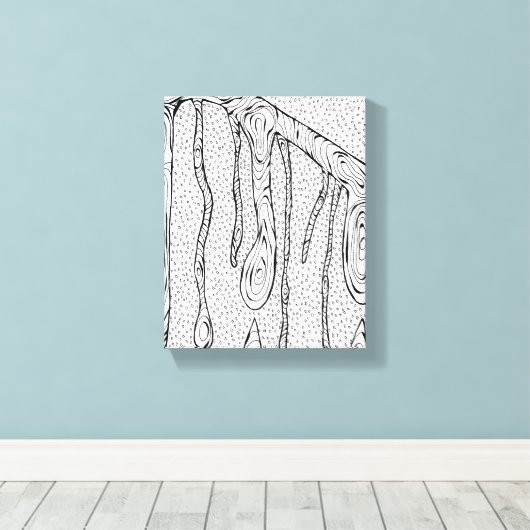 Zeile "BaumDrops" Zeichne Abstrakte Sketch-Printwe Leinwanddruck (Insitu (Holzboden))