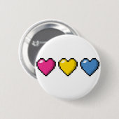 Zeile mit drei Pansexual Pride Flag Pixel Herz Button (Vorne & Hinten)