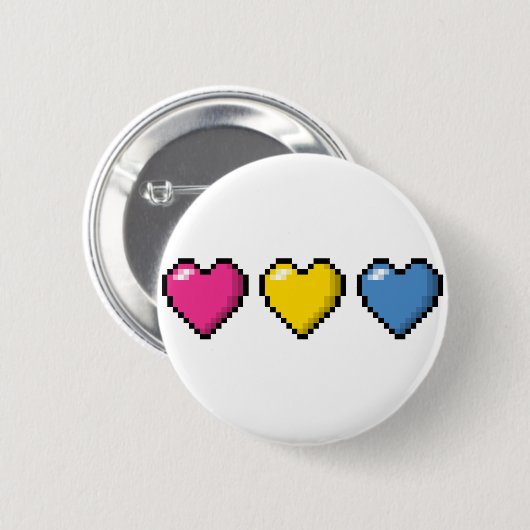 Zeile mit drei Pansexual Pride Flag Pixel Herz Button (Vorne & Hinten)