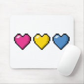 Zeile mit drei Pansexual Pride Flag Pixel Herz Mousepad (Mit Mouse)