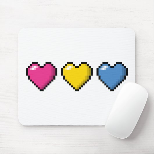 Zeile mit drei Pansexual Pride Flag Pixel Herz Mousepad (Mit Mouse)