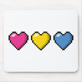 Zeile mit drei Pansexual Pride Flag Pixel Herz Mousepad