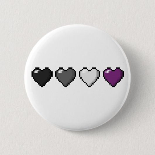 Zeile mit vier Pixel-Herzstücken für den asexuelle Button (Vorderseite)