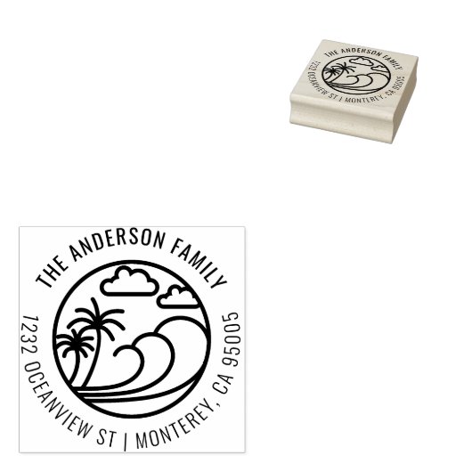 Zeile Zeichnend Rücksendeadresse der Tropenwelle Gummistempel (Stempel)