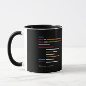 Zeilen von Code im dunklen Modus für die Programmi Tasse (Links)