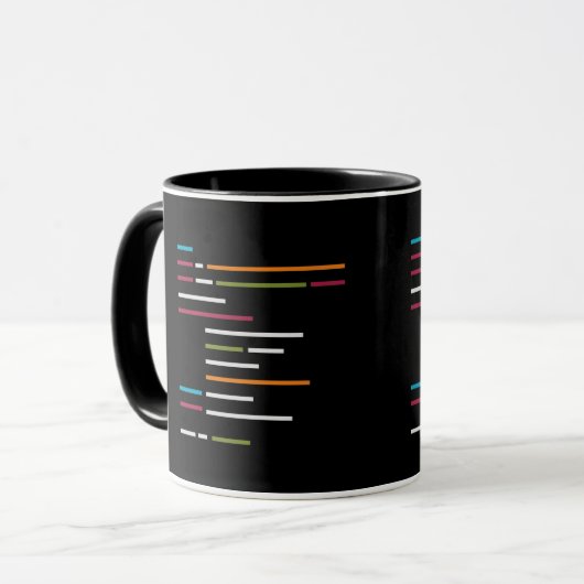 Zeilen von Code im dunklen Modus für die Programmi Tasse (Vorderseite Links)