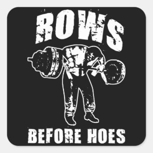 Zeilen vor den Haues - Funny Barbell Row Workout Quadratischer Aufkleber