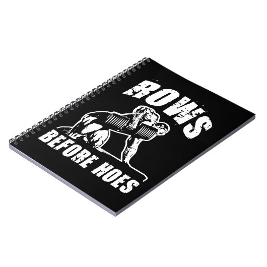 Zeilen vor Hoes - Funny Dumbell Row Workout Notizblock (Linke Seite)