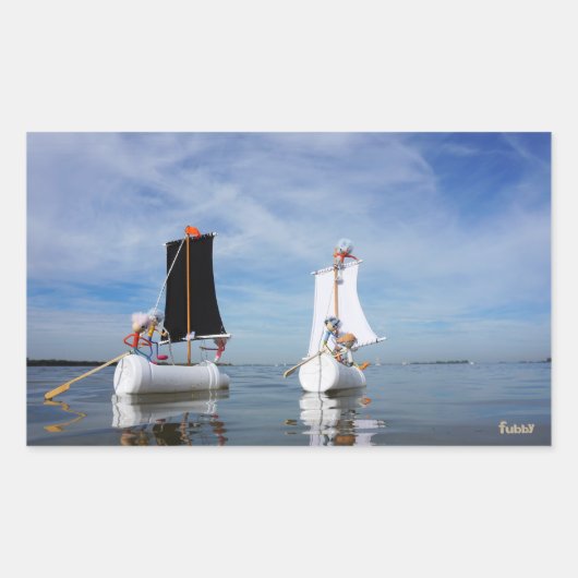 Zeilende Fubby's die op avontuur gaan. Rechteckiger Aufkleber (Vorderseite)
