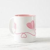 Zeilenlänge Herzform mit realistischem Papierherz Zweifarbige Tasse (Vorderseite Links)