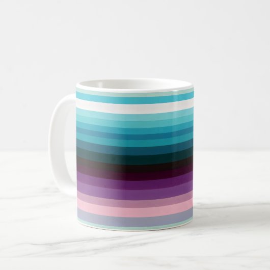 Zeilenmuster Blau Schwarz Lila Kaffeetasse (Vorderseite Links)