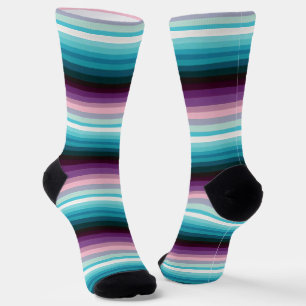 Zeilenmuster Blau Schwarz Lila Socken