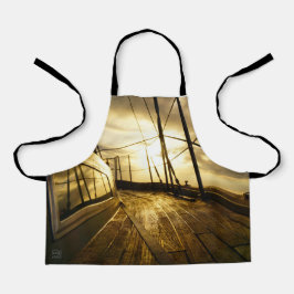 Zeiljacht bij ochtendzon met wolken lucht. schürze