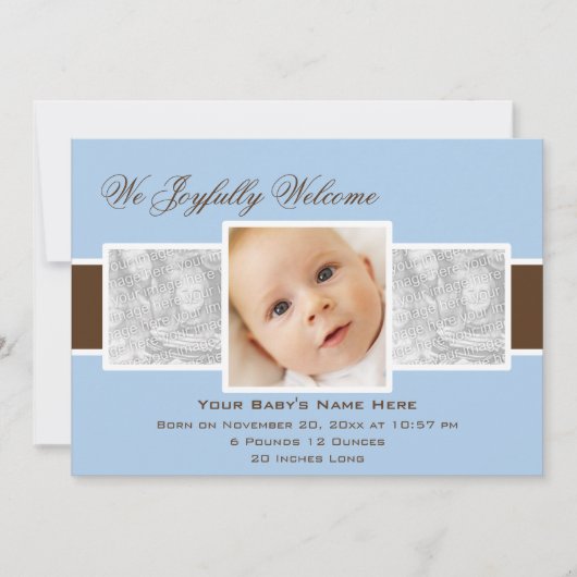 Zeit 3 Geburtsankündigung (blau) Ankündigung (Vorderseite)