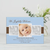 Zeit 3 Geburtsankündigung (blau) Ankündigung (Stehend Vorderseite)