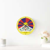 Zeit 4 Tibet & "Om" Mantra, tibetische Flaggen Löw Runde Wanduhr (Zuhause)