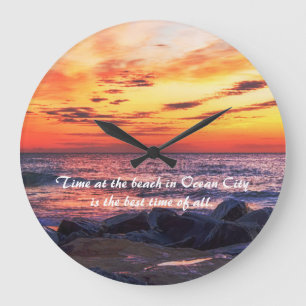 Zeit am Strand in Ocean City Wall Clock Große Wanduhr