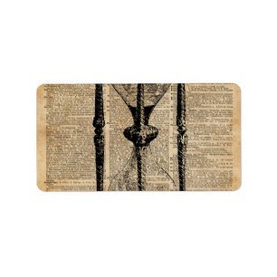 Zeit, antiker Hourglass, sandglas Vintage Adressaufkleber