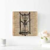 Zeit, antikes Hourglass, Sandglas Vintage Buchseit Quadratische Wanduhr (Zuhause)