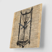 Zeit, antikes Hourglass, Sandglas Vintage Buchseit Quadratische Wanduhr (Winkel)