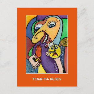 Zeit bis zum Brennen auf orangefarbenen - Zeitpunk Postkarte
