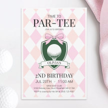 Zeit bis zum Par-T-Shirt Pink Golf 2. Geburtstag P