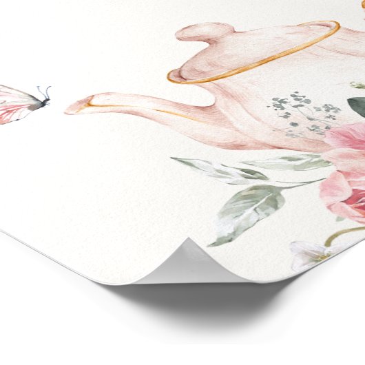 Zeit bis zum Tee-Brautparty-Sign Poster (Ecke)