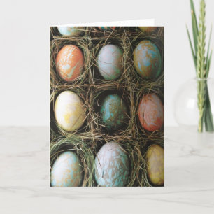 ZEIT, BLUME, SONNE UND "OSTERE" FEIERTAGSKARTE