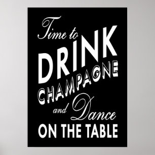 Zeit, Champagner Black Poster zu trinken