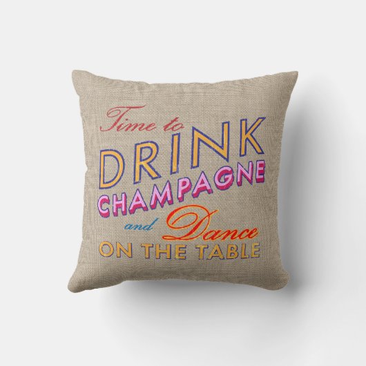 Zeit, Champagner Burlap Kissen zu trinken (Rückseite)